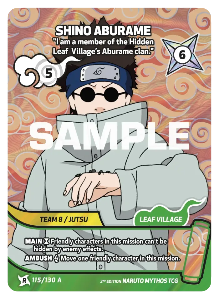 Shino Aburame - "I am a member of the Hidden Leaf Village’s Aburame clan." 115/130 A